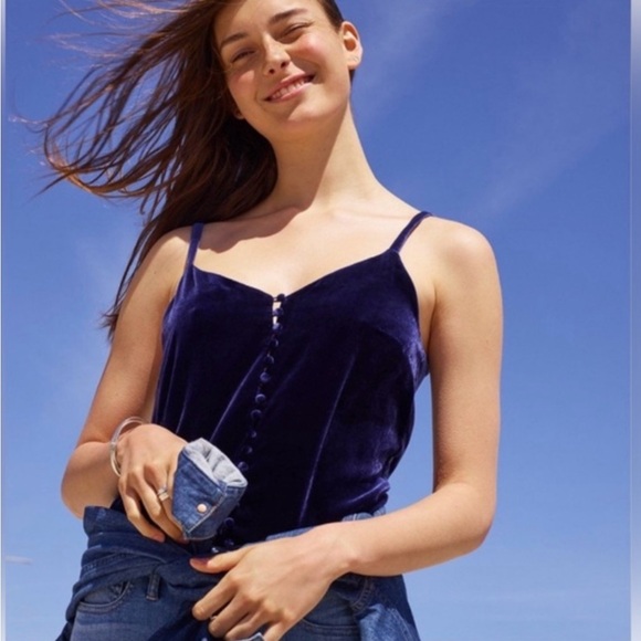 Madewell Tops - Madewell Deep Blue Velvet Camisole